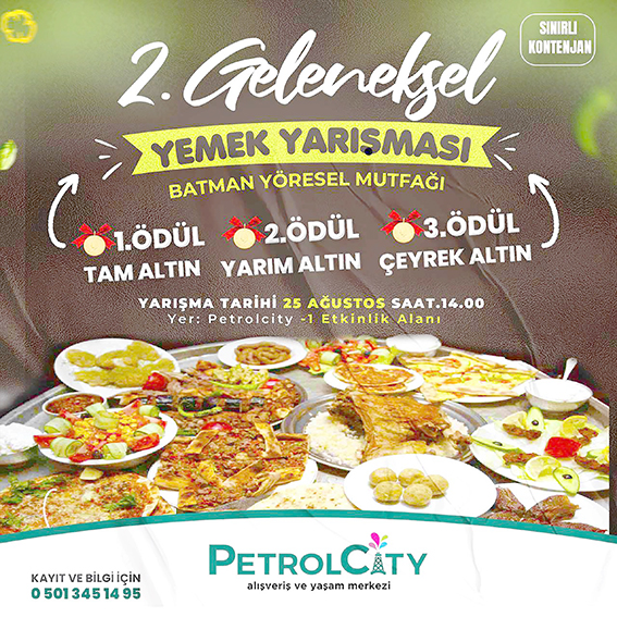 PETROL CİTY AVM’DE 2. GELENEKSEL YEMEK YARIŞMASI BAŞLIYOR