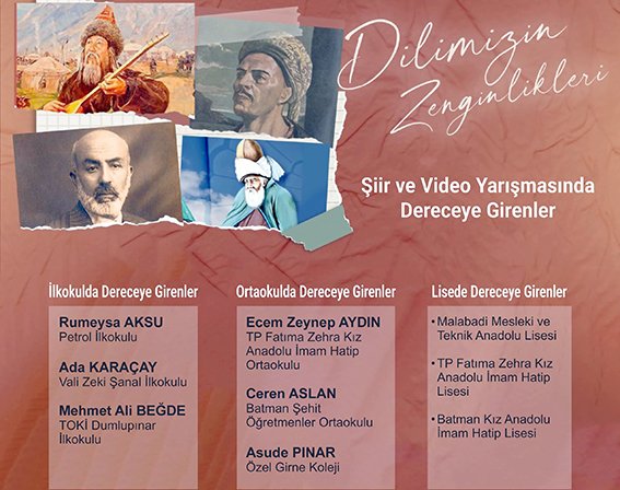 DİLİMİZİN ZENGİNLİKLERİ PROJESİ YARIŞMASI SONUÇLARI AÇIKLANDI