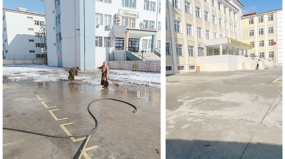 OKUL ÇEVRELERİ KAR VE BUZDAN ARINDIRILDI